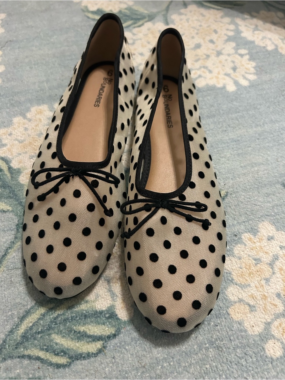 No Boundaries Black Polka Dot Ballet Flats - White/Black